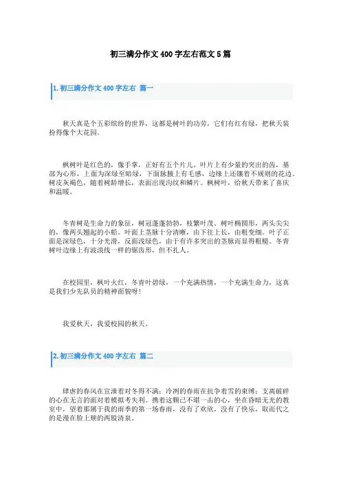初三满分作文400字左右范文5篇