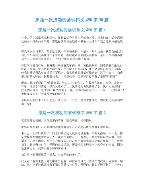那是一次成功的尝试作文450字30篇