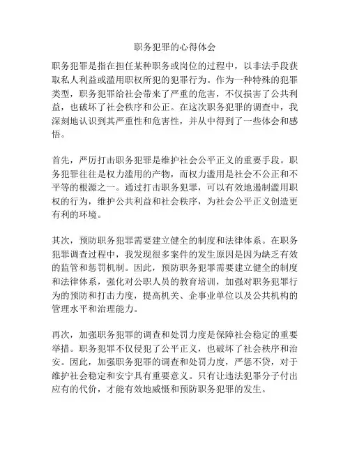 职务犯罪的心得体会