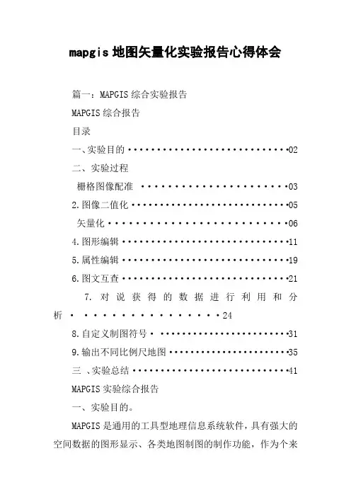 mapgis地图矢量化实验报告心得体会[工作范文]