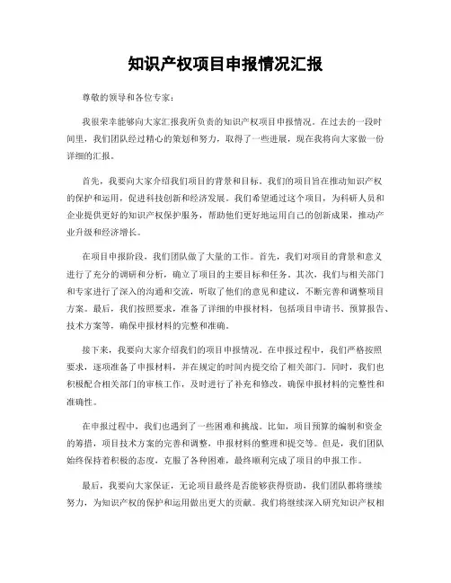 知识产权项目申报情况汇报