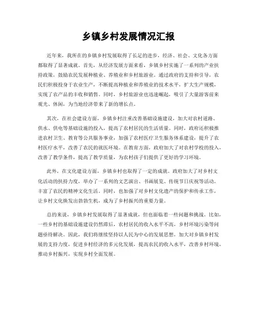 乡镇乡村发展情况汇报
