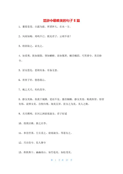 楚辞中最唯美的句子5篇