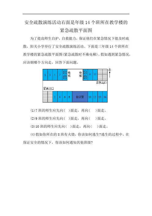 安全疏散演练活动右面是年级14个班所在教学楼的紧急疏散平面图