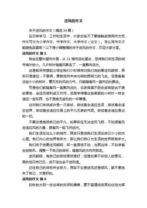 关于逆风的作文（精选34篇）