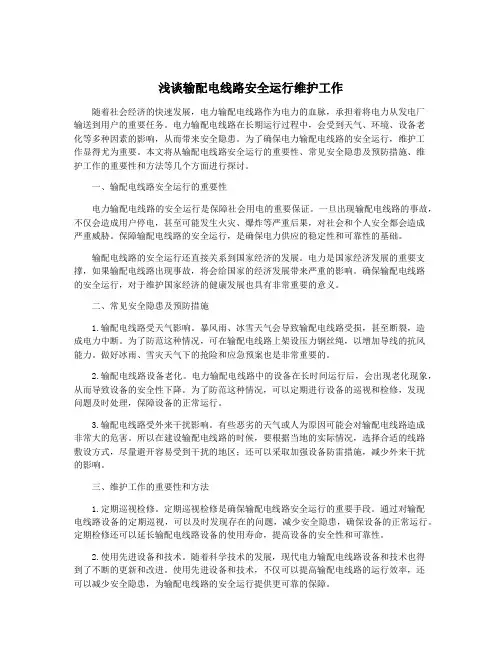 浅谈输配电线路安全运行维护工作