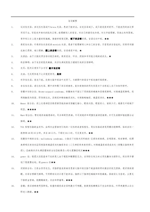 神经内科复试名词汇总