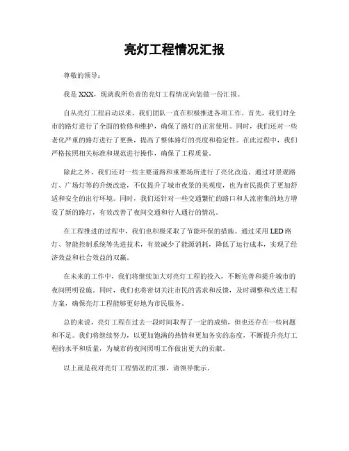 亮灯工程情况汇报