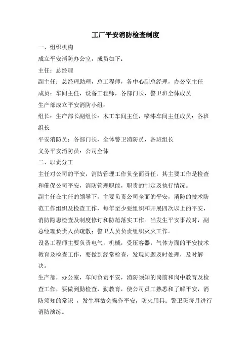 工厂安全消防检查制度