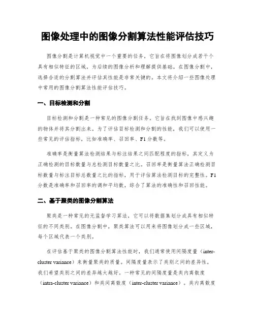 图像处理中的图像分割算法性能评估技巧
