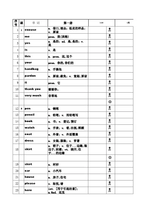 成人版新概念英语常用单词