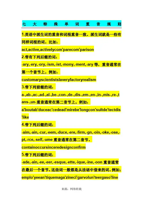 英语单词的重音规则