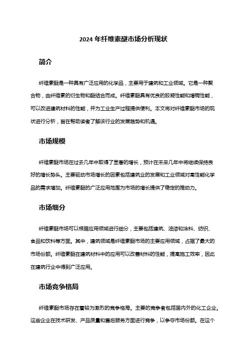 2024年纤维素醚市场分析现状