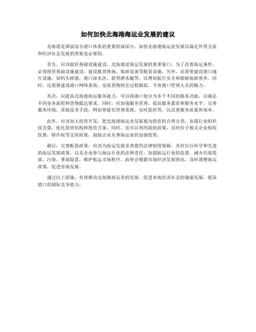 如何加快北海港海运业发展的建议