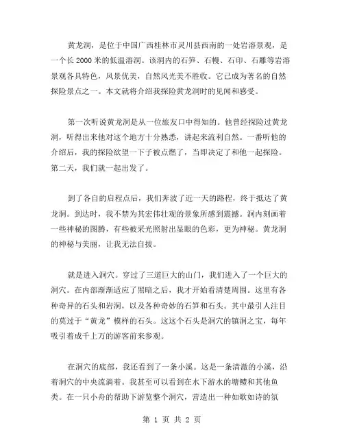 探险黄龙洞作文范文