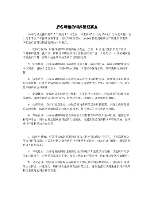 后备母猪的饲养管理要点