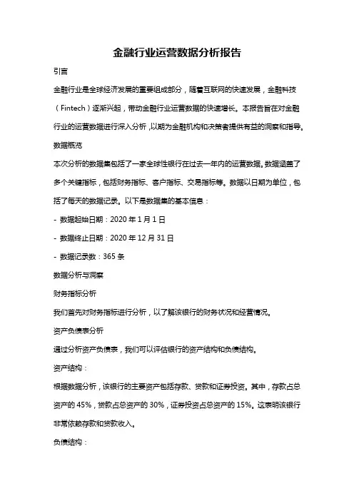 金融行业运营数据分析报告