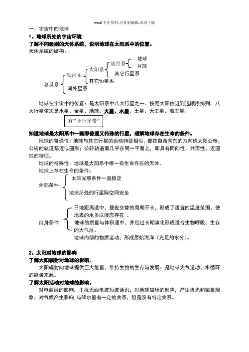 江苏小高考地理复习必修一