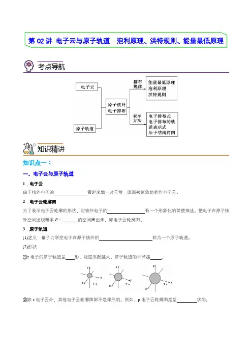 第02讲 电子云与原子轨道 泡利原理、洪特规则、能量最低原理 (学生版) 