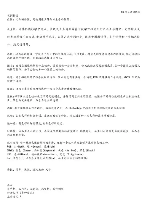PS常见名词解释