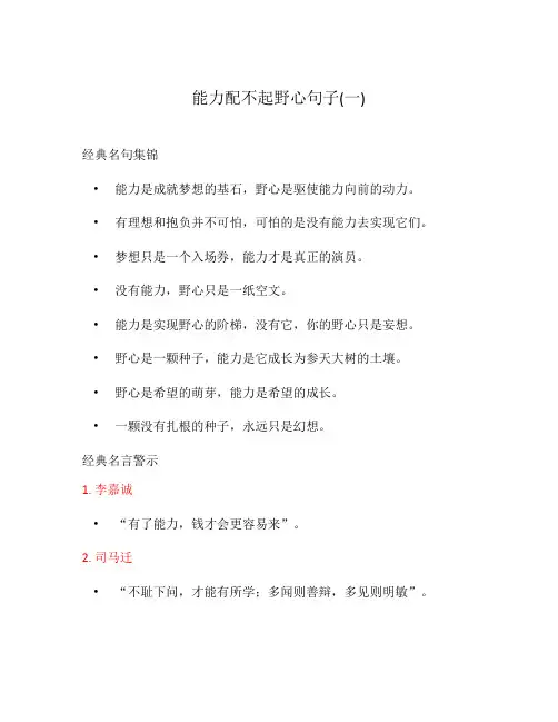 能力配不起野心句子(一)