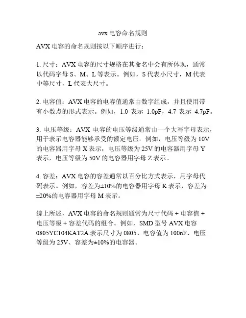 avx电容命名规则