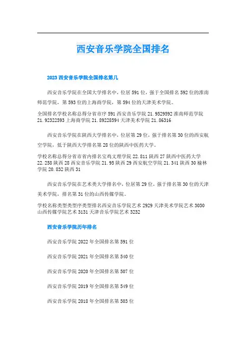 西安音乐学院全国排名