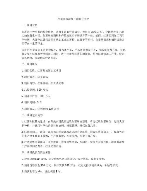 红薯种植深加工项目计划书