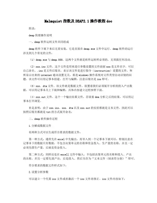 Malmquist指数及DEAP2.1操作教程doc