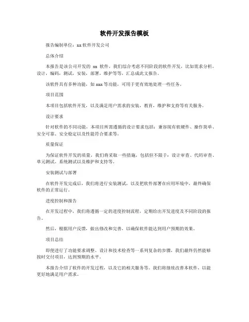 软件开发报告模板