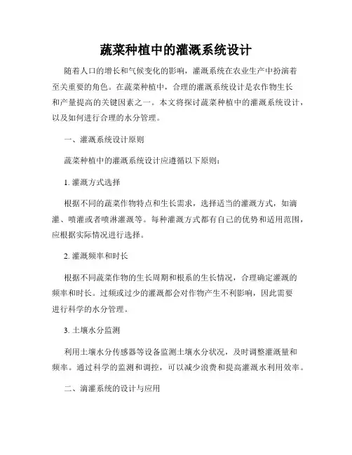 蔬菜种植中的灌溉系统设计