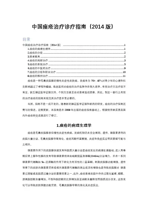 专业指南解读-中国痤疮治疗诊疗指南(皮肤科疾病)