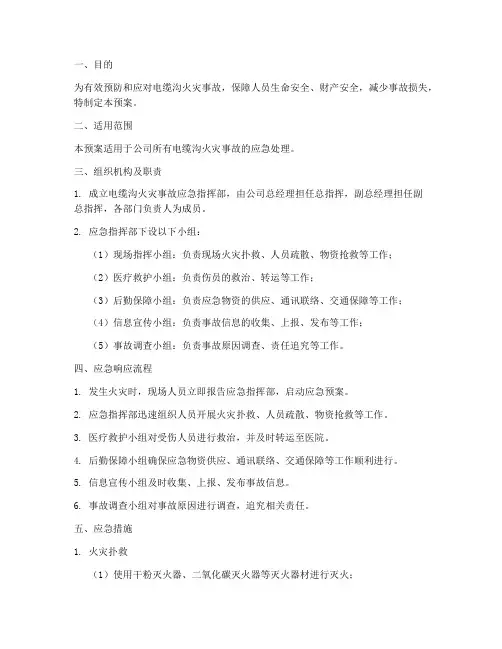 电缆沟火灾应急预案
