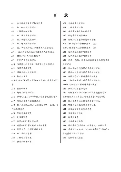 园林全套竣工资料