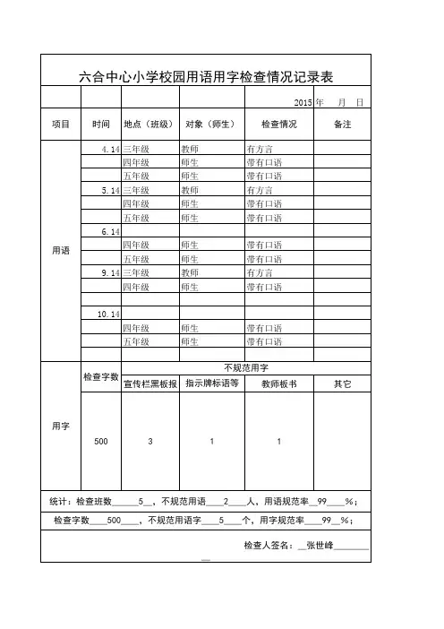 校园用语用字检查表2