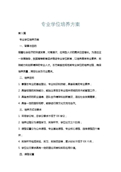 专业学位培养方案