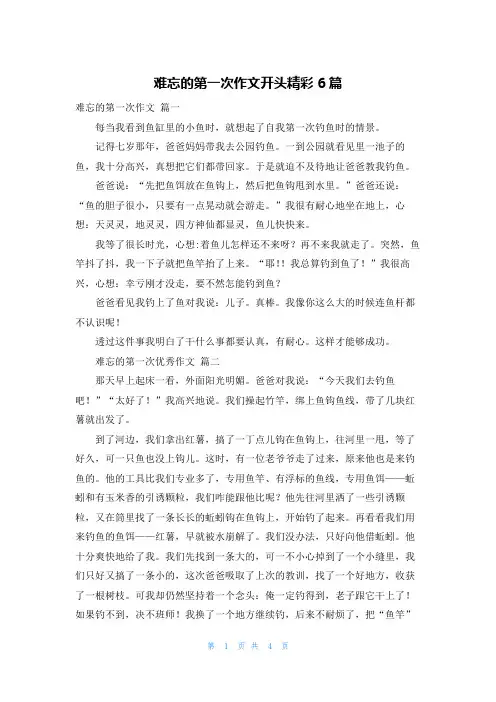 难忘的第一次作文开头精彩6篇