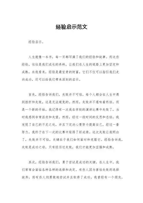 经验启示范文