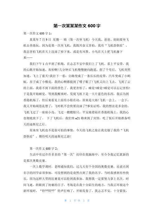 第一次某某某作文600字
