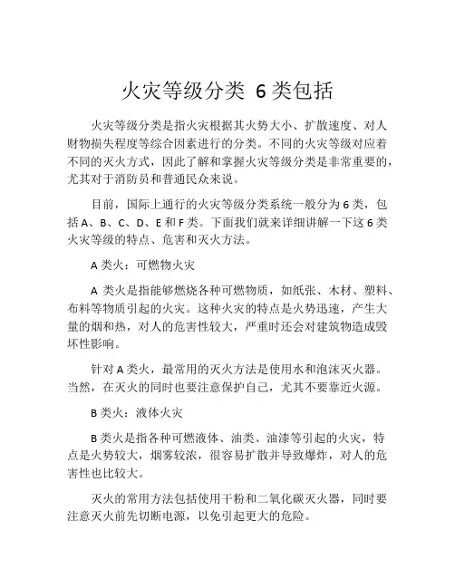 火灾等级分类 6类包括