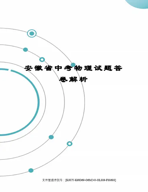 安徽省中考物理试题答卷解析
