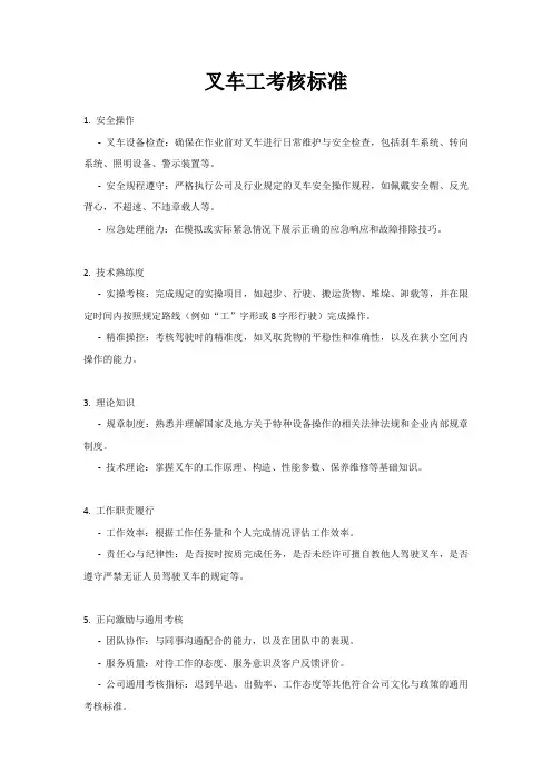 叉车工考核标准