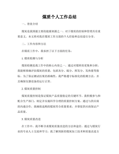 煤质个人工作总结