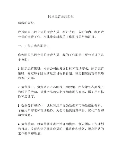 阿里运营总结汇报