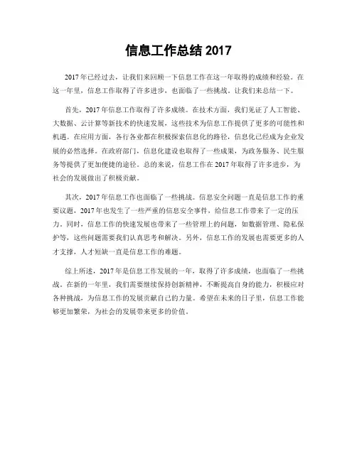 信息工作总结2017