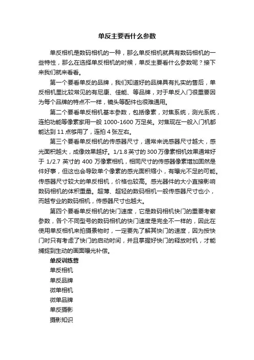 单反主要看什么参数