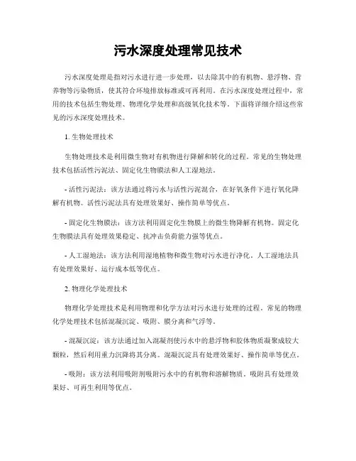 污水深度处理常见技术