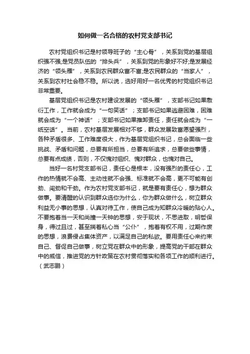如何做一名合格的农村党支部书记