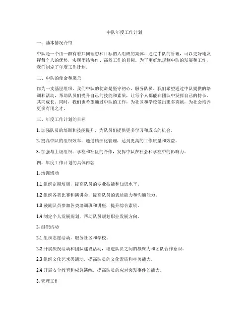 中队年度工作计划