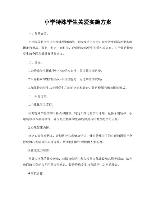 小学特殊学生关爱实施方案
